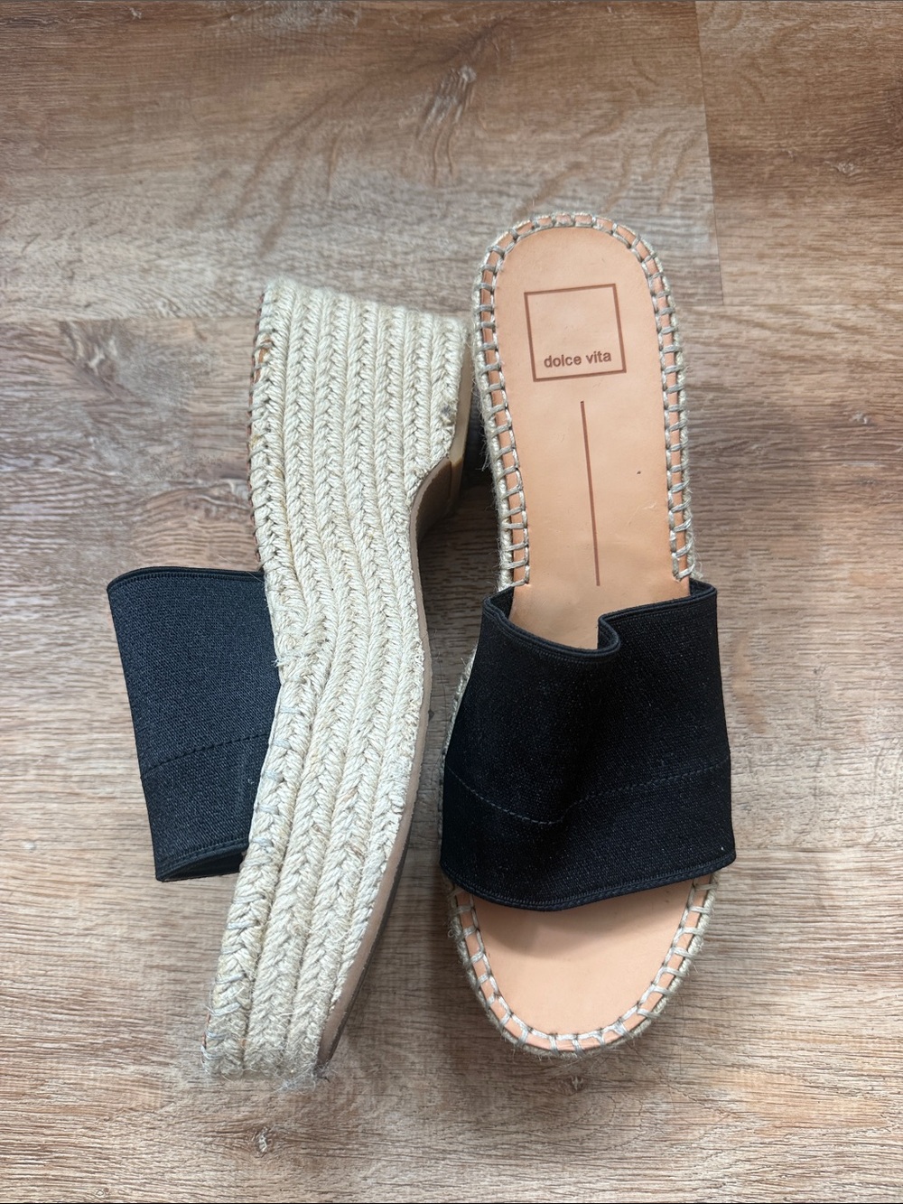 Dolce Vita Black Espadrille Wedge Slide